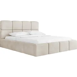 POLSTERBETT Tivio mit Bettkasten, Creme Samt 160x200 cm