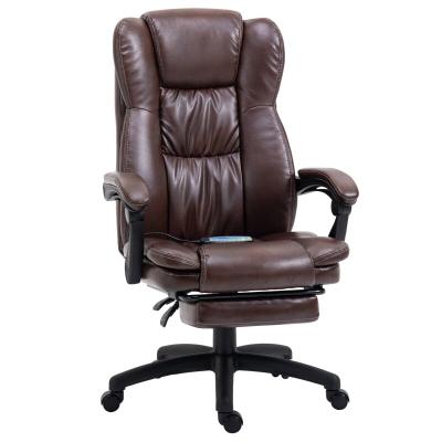 STILVORA Bürostuhl Drehstuhl mit Massagefunktion Fußstütze Kunstleder Braun 69x69x121 cm höhenverstellbar neigbar 135 Grad ergonomisch