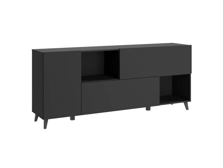 P & B Sideboard, Schwarz, Kunststoff, 1 Fächer, 180x76x39 cm, stehend, Wohnzimmer, Kommoden & Sideboards, Sideboards