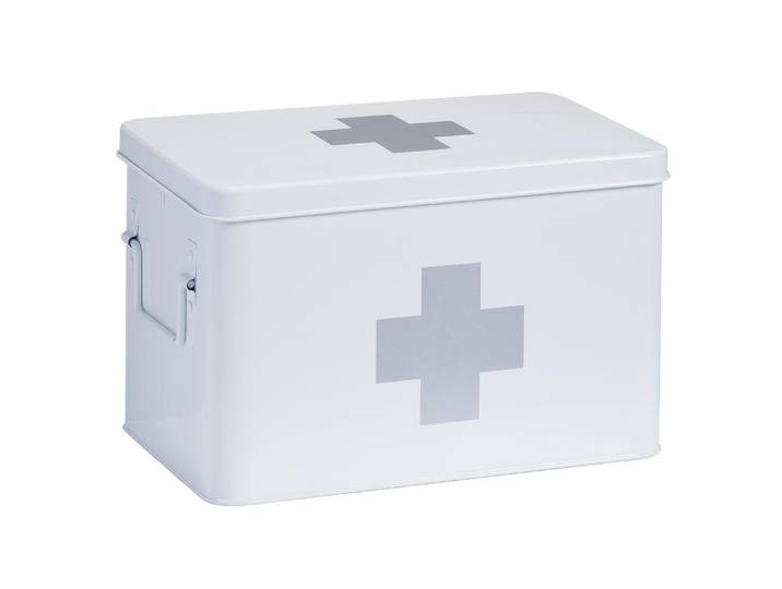 Medizinschrank ZELLER PRESENT Erste Hilfe , weiss (weiß), B:19,5cm H:20cm, Metall, Schränke, Medizinschrank