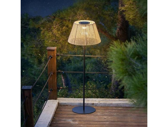 Lampadaire solaire polyrotin beige h170cm