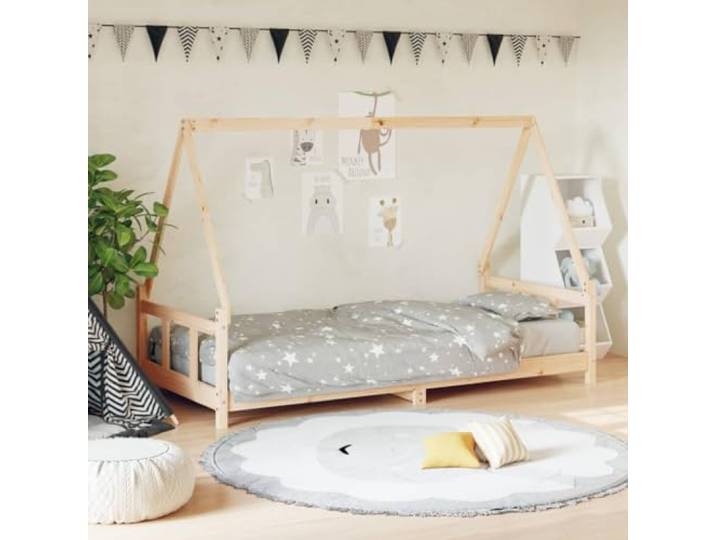 WXGTBKPR Kinderbett 90x190 cm Massivholz Kiefer Hausbett Einzelbett Rustikaler Look, Stabiles Lattenrost, Niedrige Einstiegshöhe