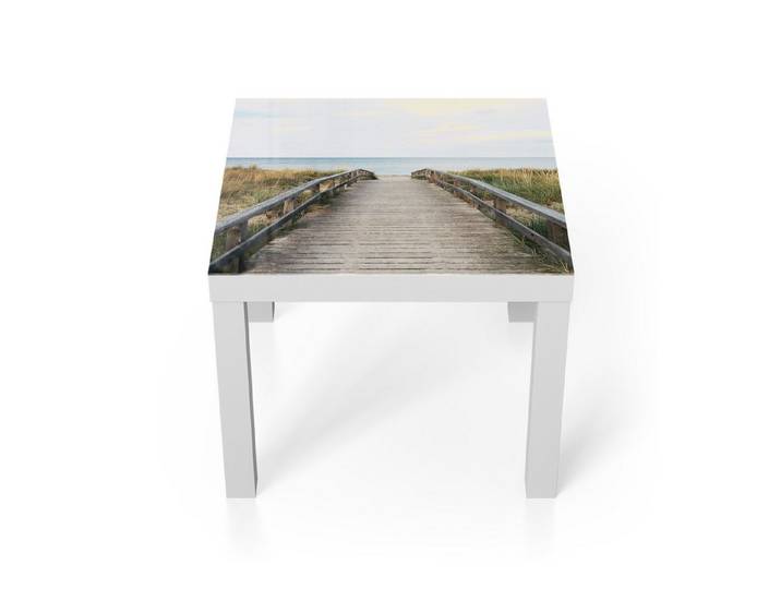 DEQORI Couchtisch 'Steg ins Blaue', Glas Beistelltisch Glastisch modern
