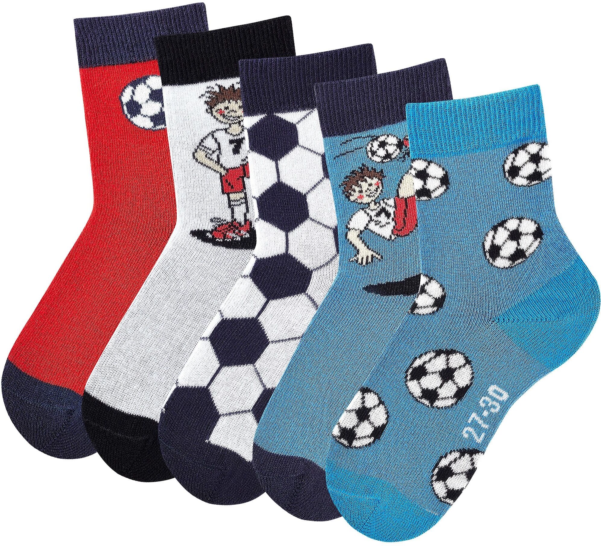 Socken H.I.S "Fussballsocken, Kinder Fussballsocken, WM Socken", Jungen, Gr. 23-26, bunt, Baumwolle, Elasthan, Polyamid, unifarben, elastisch, Socken Socken, mit lustigen Fussballmotiven bunt 23-26