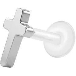 PTFE Labret mit Innengewinde + Titan-Aufsatz KREUZ