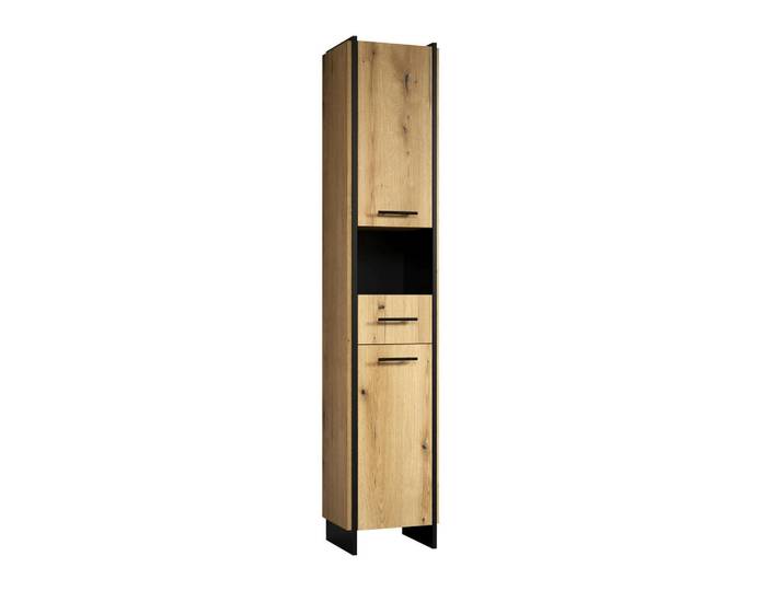 Mid.you Hochschrank Safiya, Eichefarben, 2 Fächer, 1 Schublade(n) Schubladen, 37x190x31 cm, freistehend, Badezimmer, Badmöbel, Hochschränke