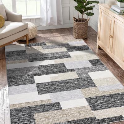 Garvee Modern Geometric Block Living Room Area Rug