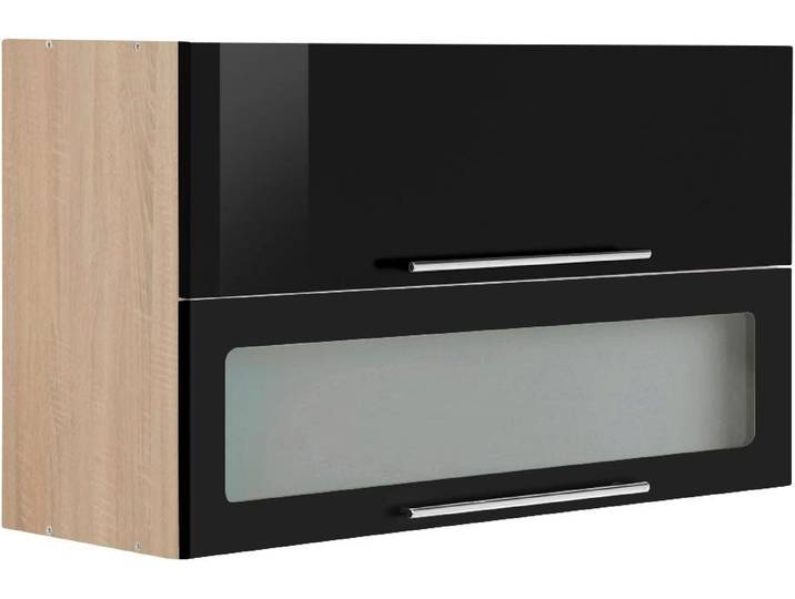 Klapphängeschrank KOCHSTATION KS-Eton , schwarz (schwarz hochglanz), B:100cm H:57cm T:34cm, Schränke, Breite 100 cm