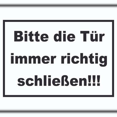 HB-Druck Schild Bitte die Tür immer richtig schwarz-weiss A2 (420x594mm)