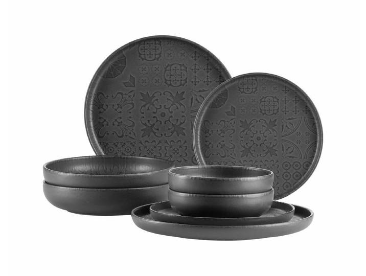 Mäser Tradition Tiles 8-teilig Teller Set Schwarz