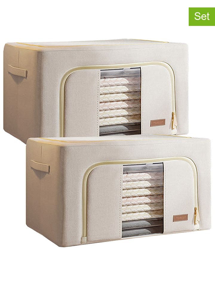 Joybos 2er-Set: Kleiderboxen in Beige - (B)50 x (H)33 x (T)40 cm - onesize