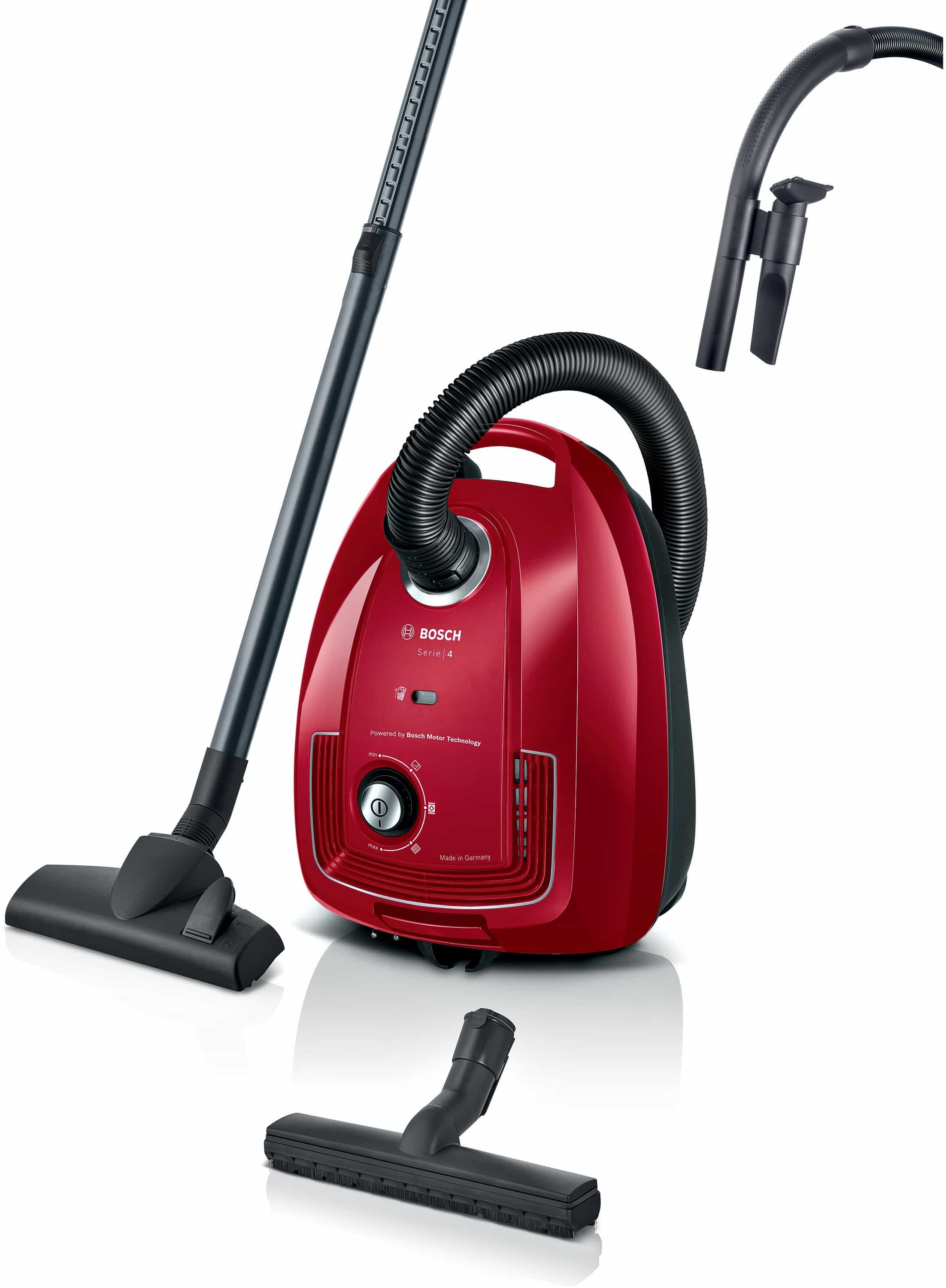 Bosch Serie 4 BGD38RD1H Bodenstaubsauger mit Staubbeutel 600 W Micro (Rot)