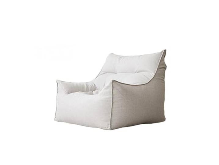 KUNYOS King Big Baumwoll-Leinen-Einzelsofa-Sitzsackbezug ohne Füllung, Bodensitz for Erwachsene, bequemer Sitzsack-Puff-Stuhl(Beige-SF)