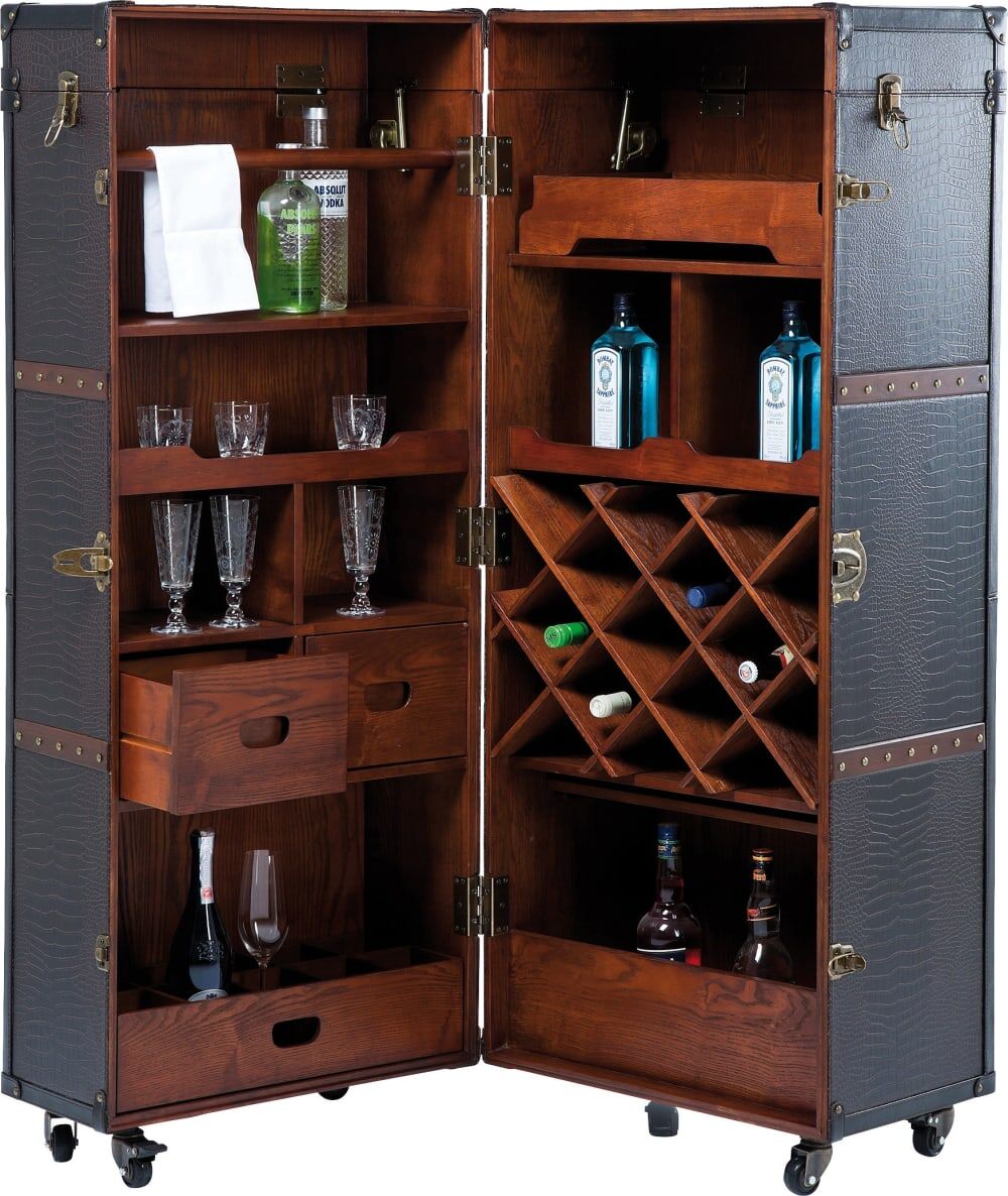 Kare Design Bar-coffre marron imitation peau de crocodile Marron 60x153x63cm