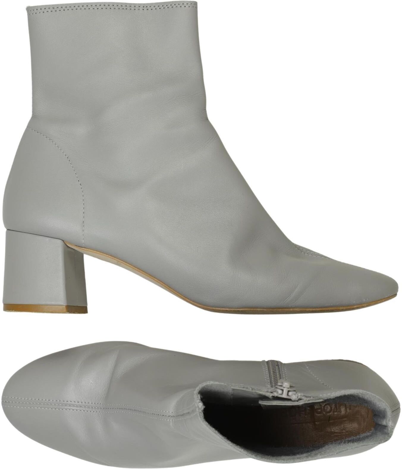 Topshop Damen Stiefelette, Grau, Gr. EU 38, Leder - Second Hand