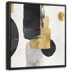 LEINWAND Bilder mit Rahmen - Gold - Rechtecke - Kreise - Abstrakt - 20x20