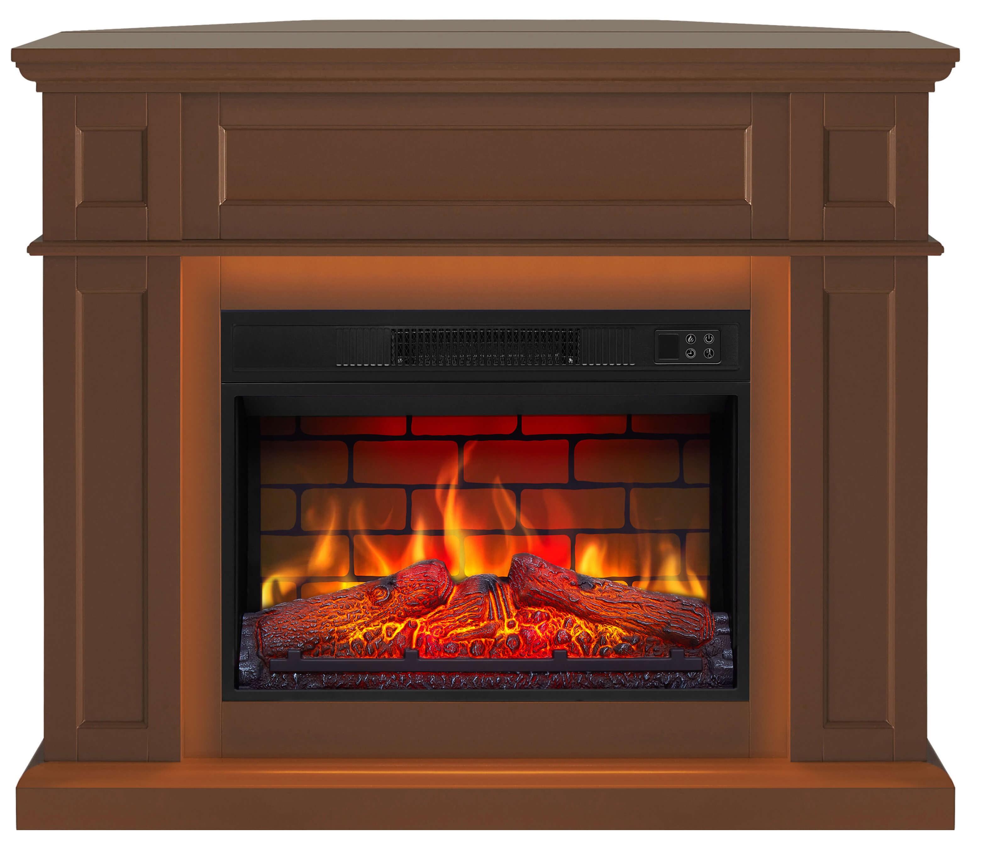 Elektrokamin ArtiFlame Linz AF23BS Braun - universeller 2-in-1 Kamin mit LED-Beleuchtung, Wand- oder Eckaufstellung, realistischer Flammeffekt und 1,8