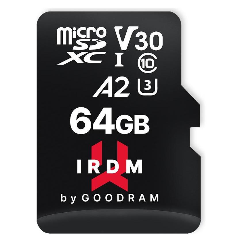 Goodram Microcard IRDM + adapter (64 GB, microSDXC, U3, UHS-I) (IR-M3AA-0640R12)
