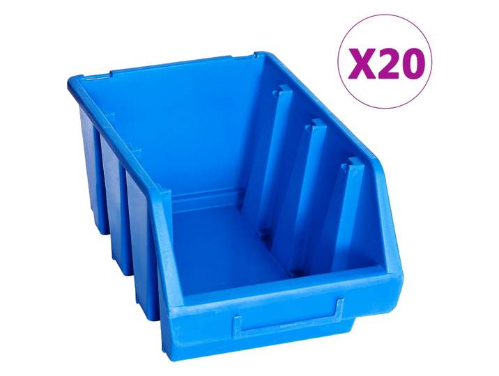 vidaXL Stapelboxen 20 Stk. Blau Kunststoff