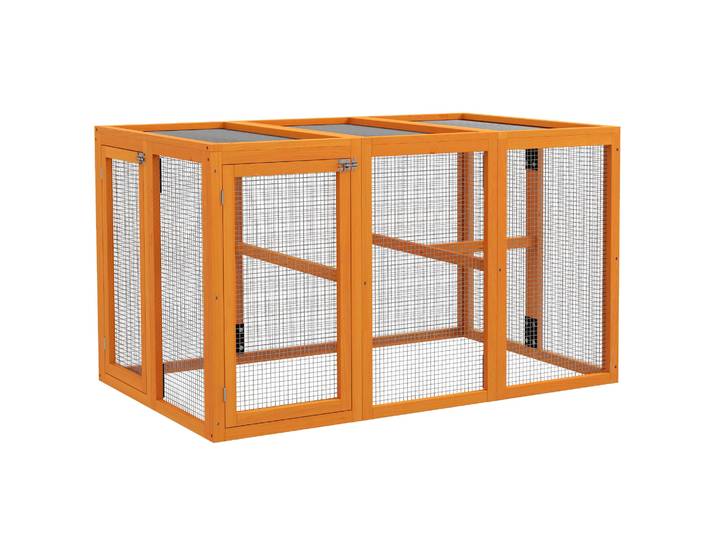 PawHut Kippenhok voor 1-3 kippen, houten frame, staaldraad, uitbreidbaar ontwerp, houten zitstokken, Oranje