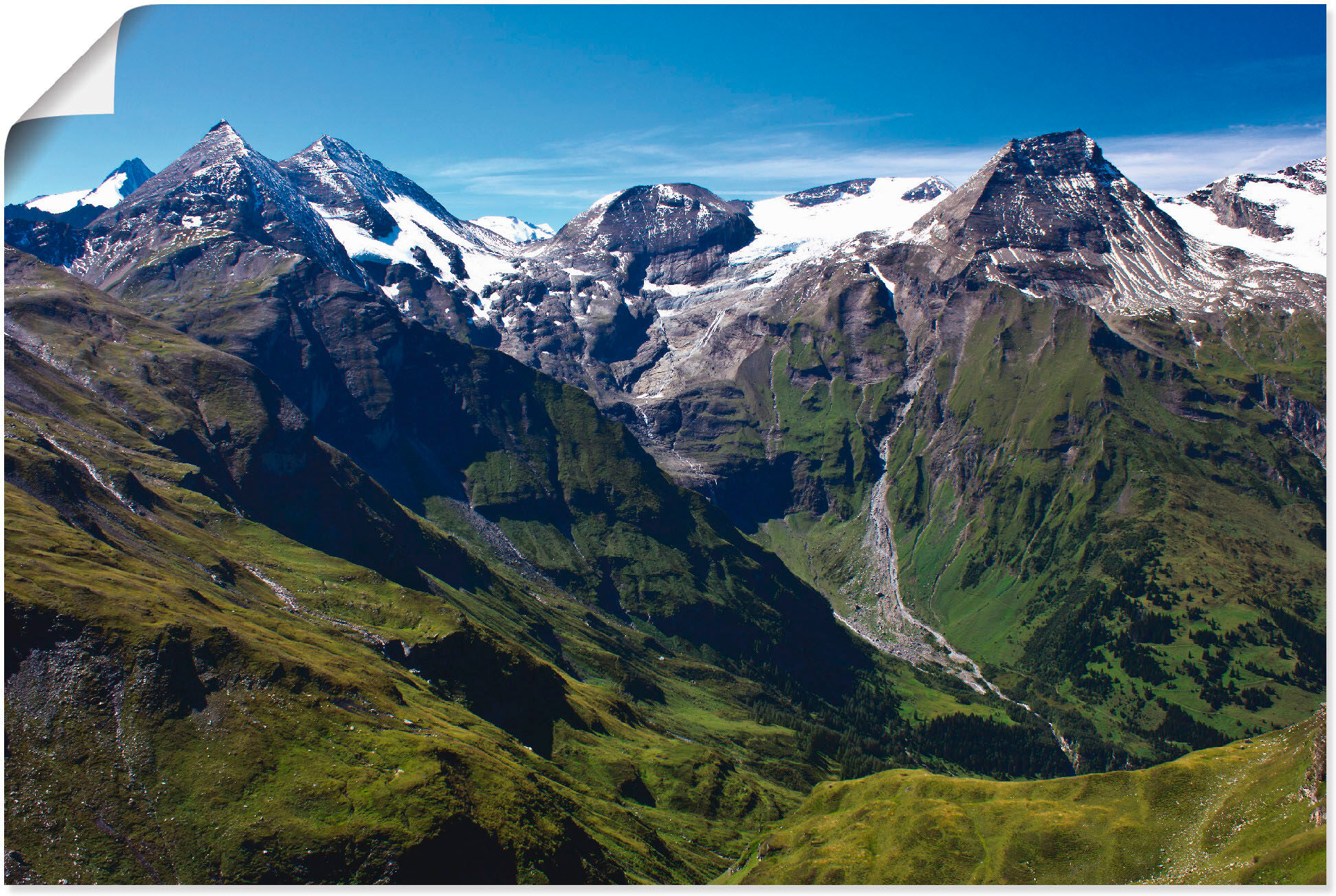 Wandbild ARTLAND "Berge rund um den Grossglockner", beige (farbe bild(er): naturfarben), B:60cm H:40cm, Bilder, Wandbild, als Leinwandbild, Poster in verschied. Grössen farbe bild(er): naturfarben B/H/T: 60cm x 40cm, Poster Berge Querformat, 1 Stk.