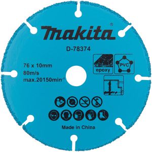 Makita Trennscheibe D-78374, universal, Bohrungs-Ø 10 mm, Diamanttrennscheibe, für Kunststoff und Gips, 76 x 1,75 mm