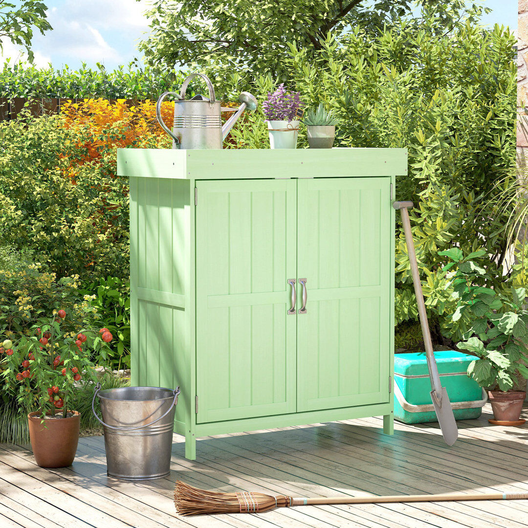 Outsunny Small Shed, Openable Roof 74 x 43 x 88 cm Light Green Green 74cm W X 43cm D X 88cm H