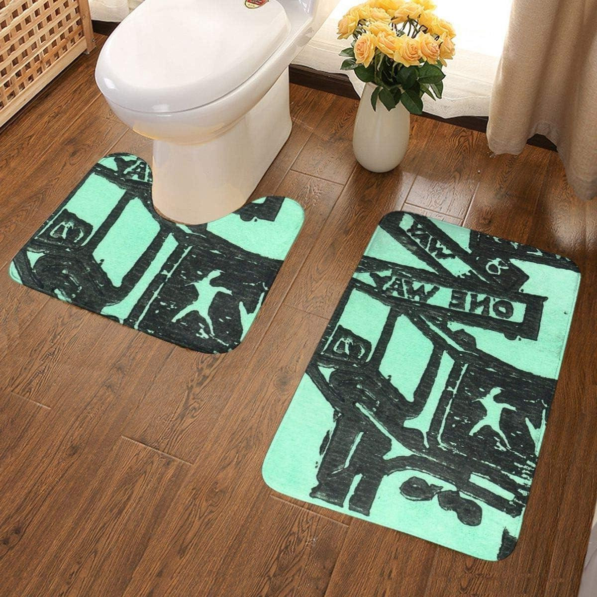 Badmat Set met Toiletmat in Zwart Aqua voor Badkamer Decoratie, 80 x 50 cm