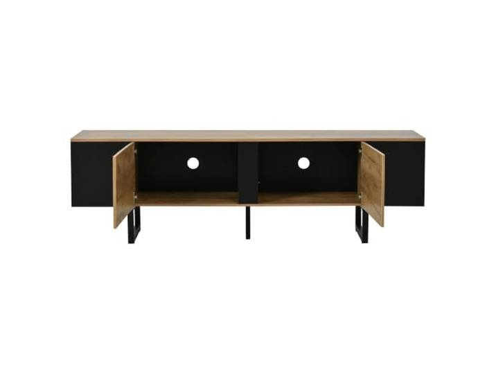 TV-Schrank 180x40x55cm Spanplatte Softclose Schwarz Spanplatte, Softclose-Scharniere, 180 x 40 x 55 cm, Tragkraft 45 kg, für TVs bis 75 Zoll