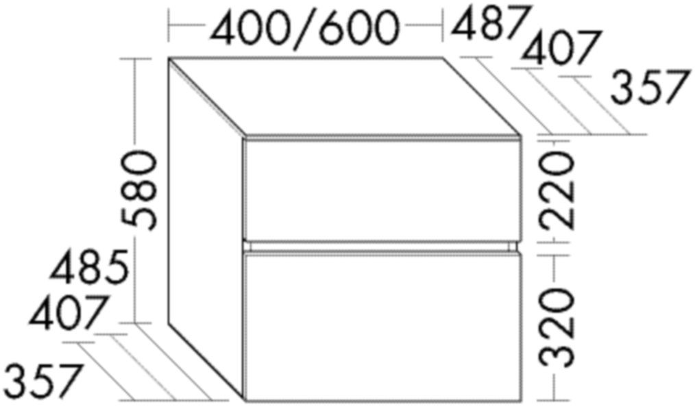 Burgbad Unterschrank Lin20 Melamin 580x600x487 Eiche Dekor Klassik, USIS060F6433 USIS060F6433