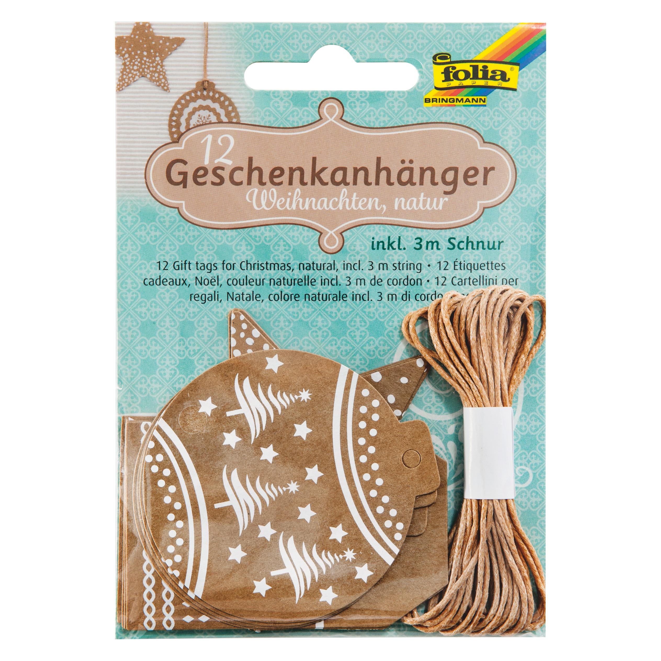Folia Geschenkanh"nger "Weihnachten Kraftpapier" (12x) (12014)