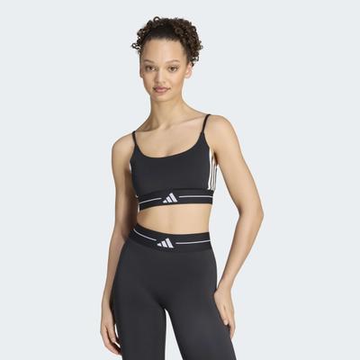 Sport-BH ADIDAS PERFORMANCE "HYPERGLAM 3-STREIFEN SPORT-BH, LEICHTER HALT, GEPOLSTERT", Damen, Gr. M, N-Gr, schwarz, Obermaterial: 85% Polyester, 15% Elasthan, BHs Sport-BH