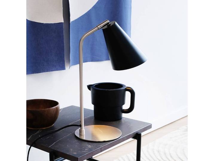 Dyberg Larsen Tischlampe Oswald, alu / grau / zink, für Wohn- / Esszimmer, Metall, Design, Tischlampe