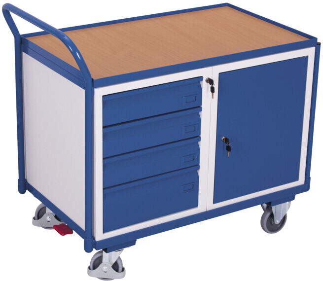VARIOfit Servante d’atelier avec 1 plateau, 1 armoire et 4 tiroirs (sw-600.606)