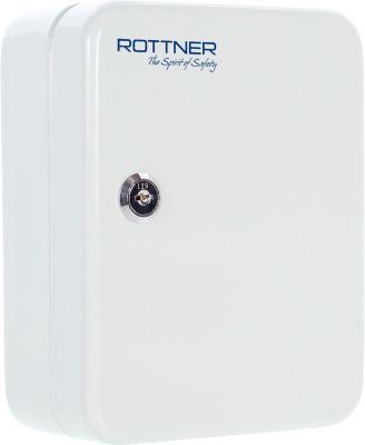 Rottner Schlüsselkassette TS 20, Zylinderschloss, für 20 Schlüssel, B 165 x T 85 x H 205 mm, Stahl, lichtgrau