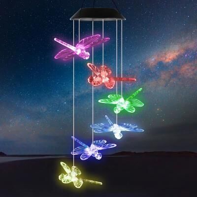 Uplifted Finds Solar Dragonfly Wind Chimes Outdoor   Waterproof Color Changing LED Memorial Lights For Patio & Garden Solar Dragonfly Wind Chimes Outdoor   Waterproof Color Changing LED Memorial Lights For Patio & Garden