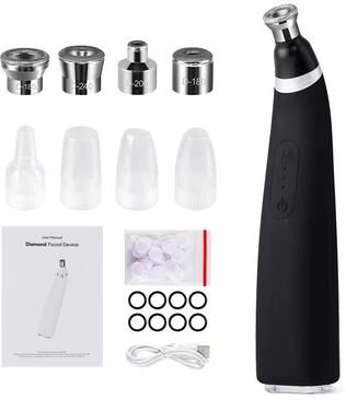 Inspired Finds DiamondGlow Pro Microdermabrasion Machine For Home Facial Exfoliation & Deep Cleaning black