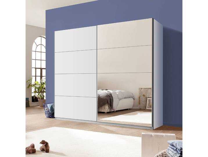 Schwebetürenschrank mit Spiegel 271 x 230cm Weiß