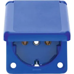 Hager/Berk SCHUKO-Einbausteckdose bl mit Klappdeckel 7429635
