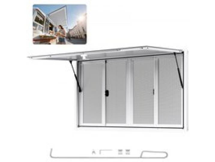 VEVOR Fenêtre de Concession pour Camion Restaurant 152,4x91,5 cm, Fenêtre de Service pour Stand de Vente, Cadre en Alliage d'Aluminium, 4 Moustiquaires, Porte à Auvent et Crochet de Traction