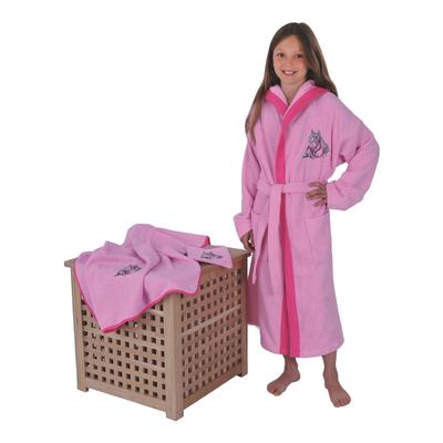 Kinderbademantel WÖRNER "Bademantel Pferd rosa" Gr. 128, rosa, 128, Baumwoll-Webfrottier, Hausmäntel
