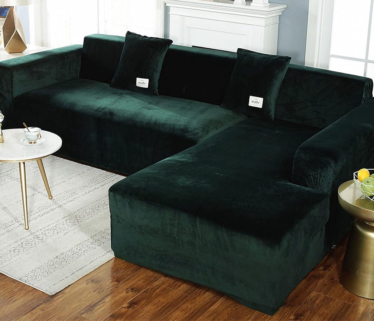 Rekbare Velvet Stretch Bankhoes Meubelbeschermer voor Hoekbank