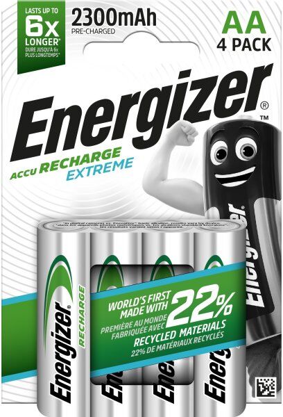 Energizer Rechargeable Extreme Aa Batteri, 4 Stk.