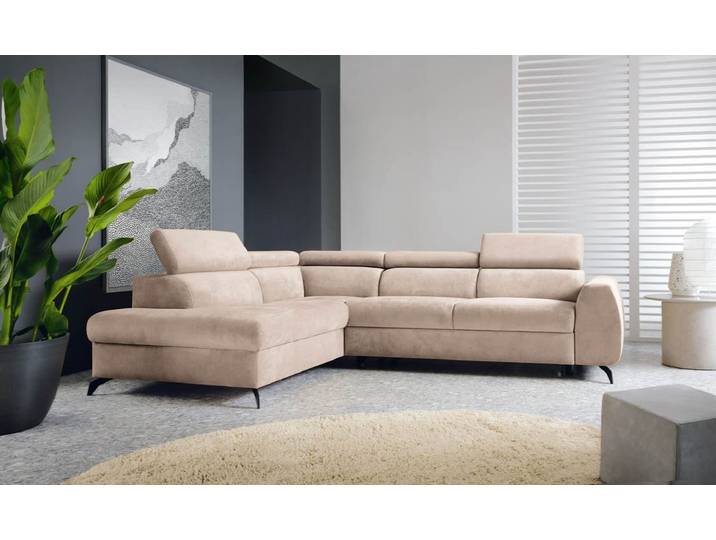 Designer Ecksofa Stille mit Schlaf- und Klappfunktion - Rechts - Bouclé - Luxusbetten24