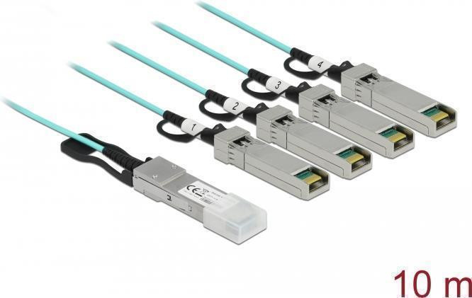 Delock Actieve optische kabel QSFP+ naar 4 x SFP+ 10 meter