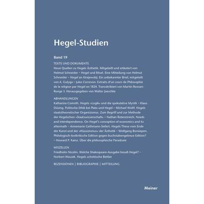 Hegel-Studien Band 19, Taschenbuch von , Meiner, F, 978-3-7873-1483-6