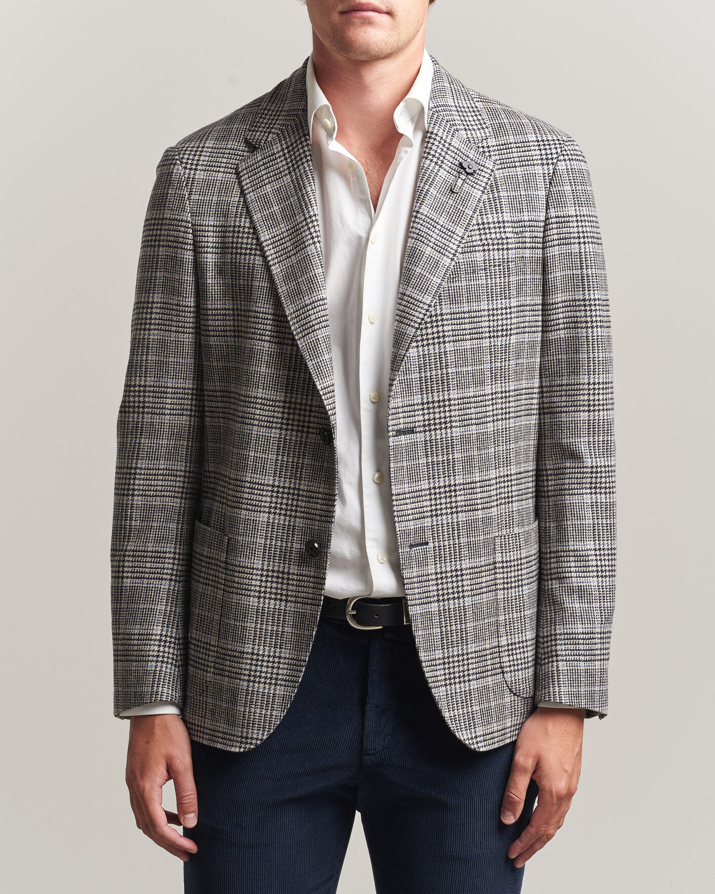 Lardini Wool/Cashmere Houndstooth Blazer Blue men 52 Blå