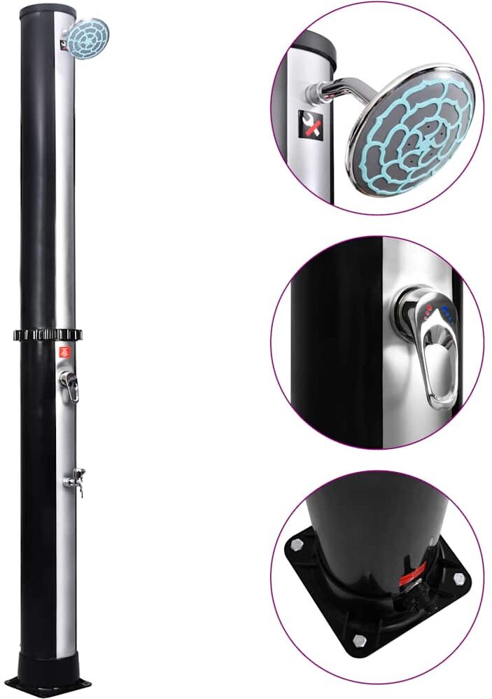 vidaXL Douche solaire d'extérieur avec pomme de douche et robinet 40 L