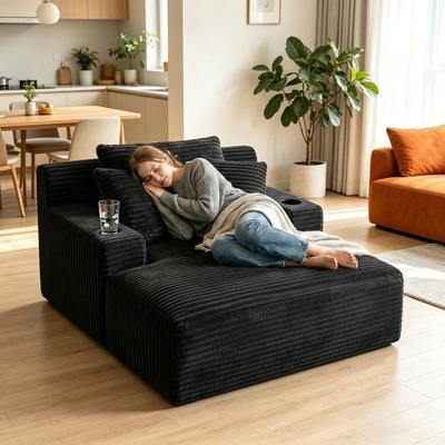 Kodotan sofa 47.24 Inch Wide Chaise Lounge Chair Indoor, Oversized Flannel Upholstered Boneless Sofa Bed, Deep Seat Sleeper Couch Reading