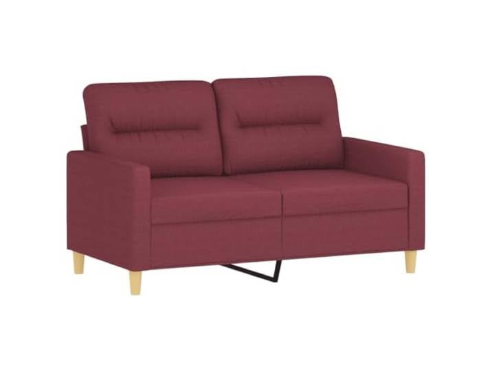 KTHLBRH Sofa-Set, 3-teilig, Weinrot, mit Fußstütze Atmungsaktiver Stoff, Metallrahmen, Kissen inklusive, 2-Sitzer
